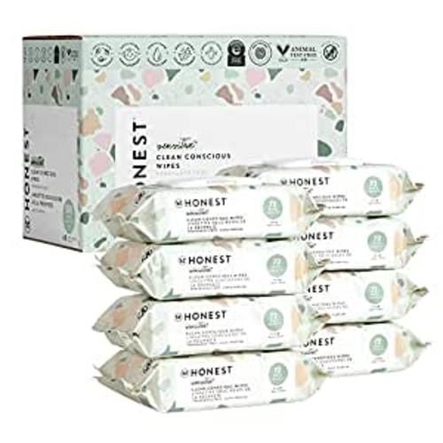 The Honest Company Clean Conscious Wipes | 99% Water, Compostable, Plant-Based, Baby Wipes | Hypoallergenic, EWG Verified | Geo Mood, 72 Count (Pack of 8) : Everything Else