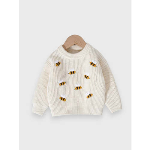 Baby Girl Bee Embroidered Sweater