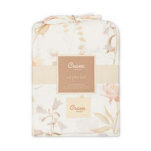 Violet Floral 100% Cotton Sateen Fitted Crib Sheet - Crane Baby