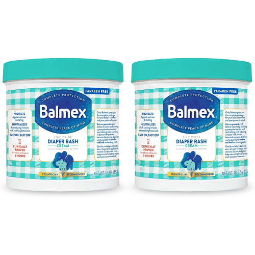 Balmex Complete Protection Baby Diaper Rash Cream with Zinc Oxide + Soothing Botanicals, 16 Oz, Pack of 2