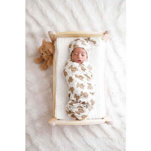 Beary Sweet Bamboo Waffle Oversized Swaddle Blanket