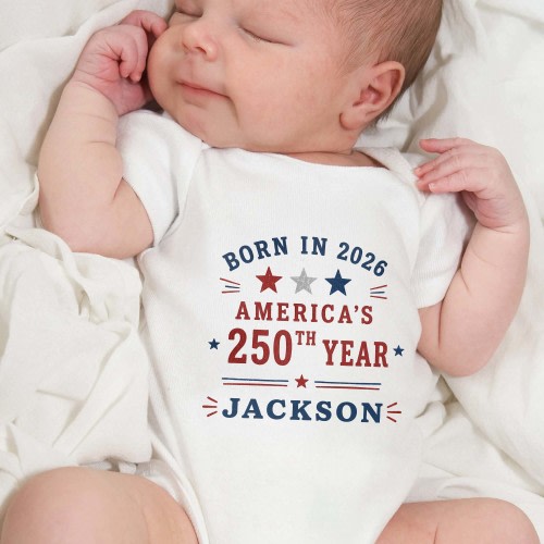 Born In America's 250th Year, Personalized Baby Onesie, Gift For Family – ALMAGEMS