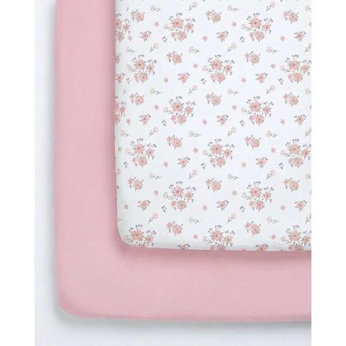 Pack and Play Sheets Fitted - 2 Pack Mini Crib Sheets for Pack N Play Mattress - Unisex Playard Microfiber Bedding for Boys & Girls - Soft, Breathable and Wrinkle Free - Oeko-Tex, 38 x 26in - Floral