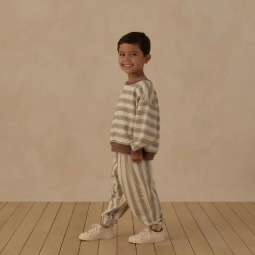 Toddler Boys' 2pc Juniper Shore Striped Sweatshirt and Pants Set - Ivory 12M