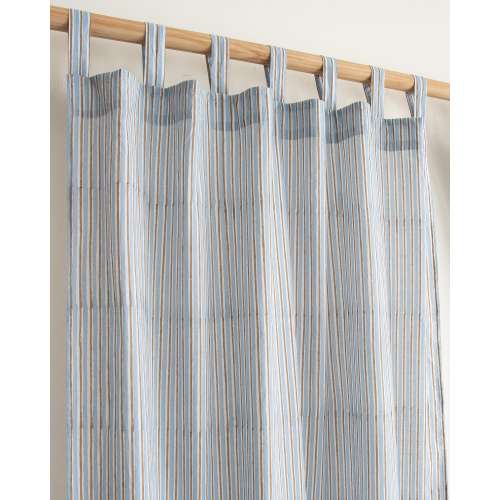 Coastal Blue Striped Curtains, Modern Farmhouse Tab Top Drapes, Striped Nursery Window Treatment, Custom Size Cotton Curtains for Home