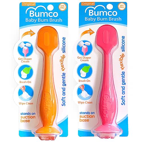 Bumco Diaper Cream Spatula (2-Pack) - BPA-Free Diaper Bag Essentials, Soft & Flexible Butt Spatula Baby, Mom-Invented Butt Paste Spatula, Diaper Cream Applicator, Bumco Baby Bum Brush, Diaper Spatula