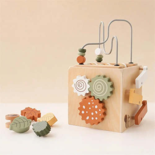 Wooden Busy Box Shape & Bead Toy