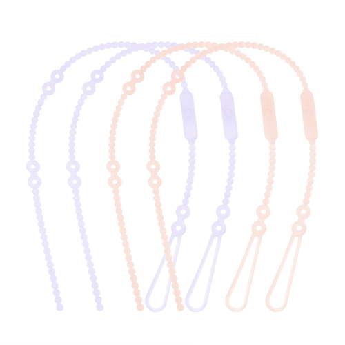 Olababy Silicone Strap for Baby Toys, Pacifiers, Teethers, Sippy Cups, Bottles w Handles, Feeding Spoons, High Chairs, Strollers, Car Seats and Travel Essentials (4 Straps, 2 Coral / 2 Lilac)