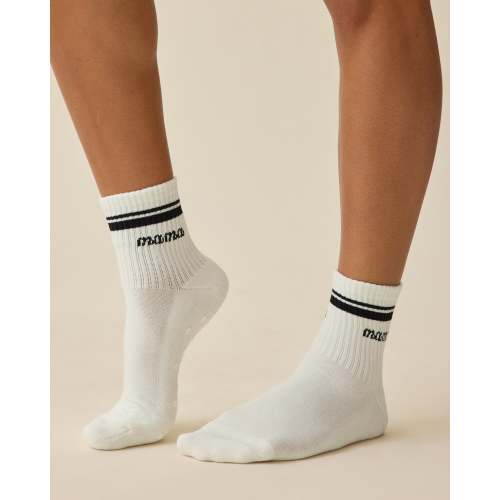Non-Slip Quarter Crew Socks | Ivory & Black - Kindred Bravely