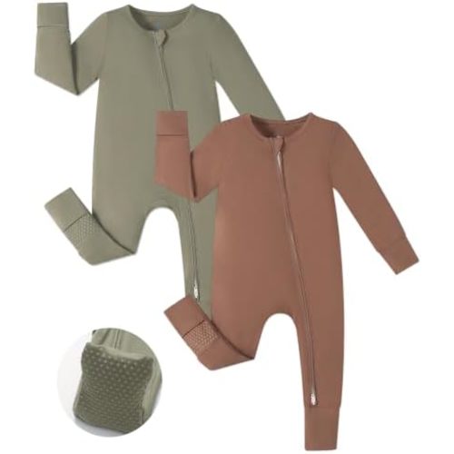 JunNeng Viscose from Bamboo Baby Boy Sleeper Pajamas with Mitts