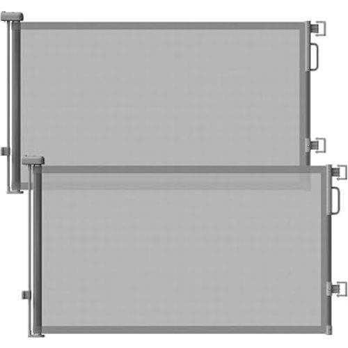 2Pack Retractable Baby Gates for Stairs, 58" Extra Wide Mesh Dog Gate for Doorways, Child Gate for Toddler Pet, Indoor and Outdoor Use, Easy Install, 34" Height, Gray