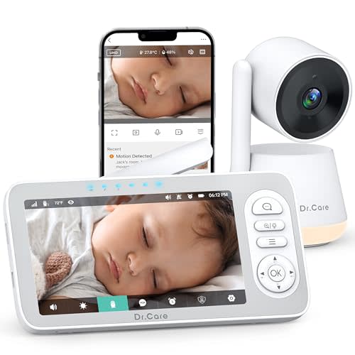 Dr.Care LumiView Plus Smart WiFi Baby Monitor - 5.5" 1080P Split Screen & 2K Camera, Privacy Mode, Cry & Motion Alerts, 5000mAh Removable Battery, RGB Night Light, HD Night Vision, App Control, 1279ft