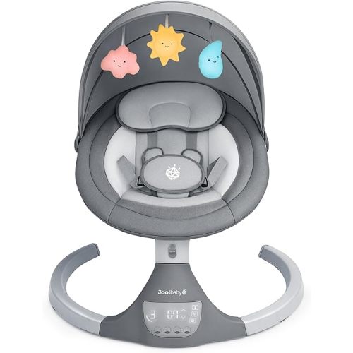 Jool Baby Nova Swing for Newborns - Electric Motorized Infant Swing, Bluetooth Music, 10 Preset Melodies, Remote (Grey, Updated Model)