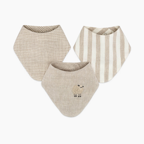 Crane Baby Finley 3-Piece Linen Lamb Bib Set