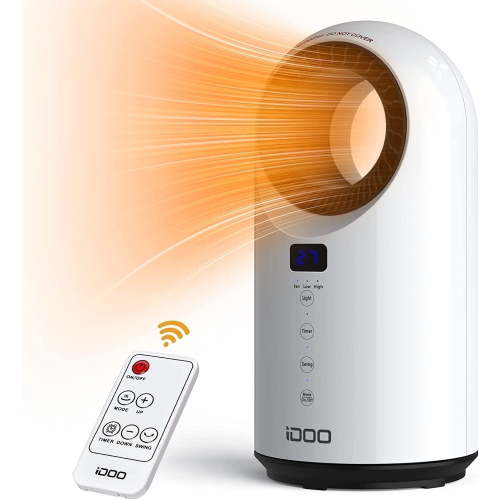 iDOO 1500W Electric Ceramic Space Heaters with Remote, Portable Heater for Office Home Indoor Large Room 300 Sq.ft, White
