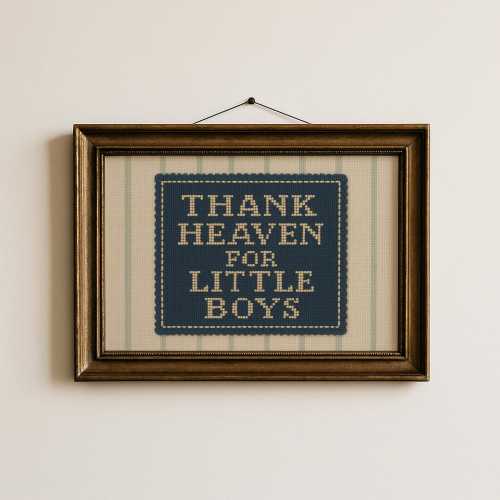 Thank Heaven For Little Boys Print • Vintage Nursery Wall Art • Print, Framed or Canvas