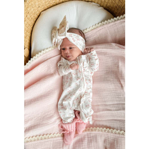 Frill Zip Romper | Paisley Peony – Little and Fern