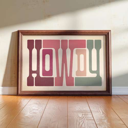 Cowgirl Howdy Typography Art Poster — Pastel Western Nursery Print