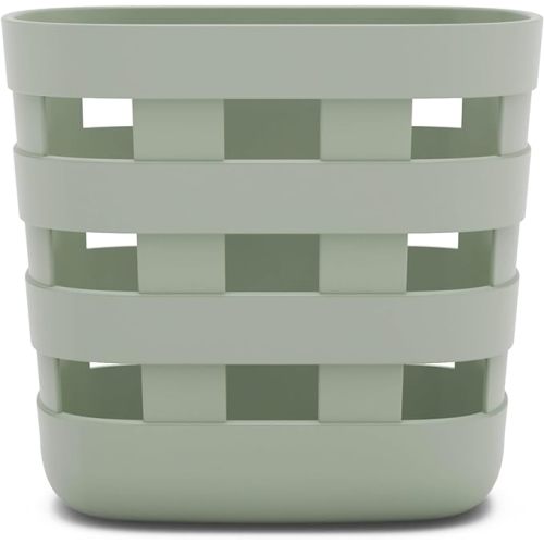 Lalo Bath Time Storage Bin - Keep Items Organized & Dry with Non-Toxic Plastic, Easy Cleanup, Removable Drying Bin, Woven Baby Organizer, Secure Wall Attachment, 9 x 5.5 x 8.5 in - Sage