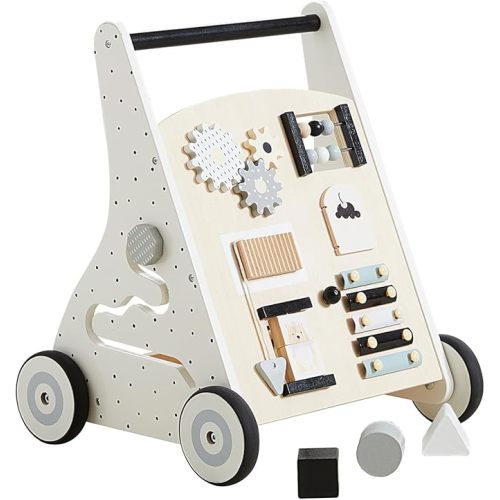 Beright Wooden Baby Walker Push and Pull Learning Activity Walker Kids’ Activity Toy Multiple Activities Center Develops Motor Skills & Stimulates Creativity (Natural)