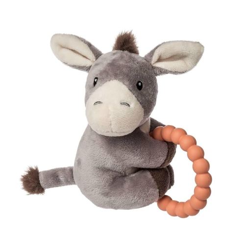 Mary Meyer Soft Baby Rattle with Soothing Teether Ring, 6-Inches, Dusty Donkey