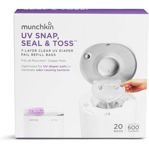 Munchkin® UV Snap, Seal & Toss Diaper Pail Refill Bags, Holds 600 Diapers, 20 Count