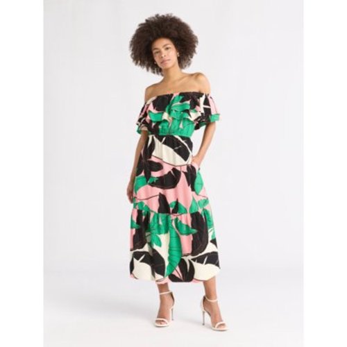 Sofia by Sofia Vergara Women's Ruffle Off Shoulder Maxi Dress, Above Ankle Length, Sizes XS-XXXL