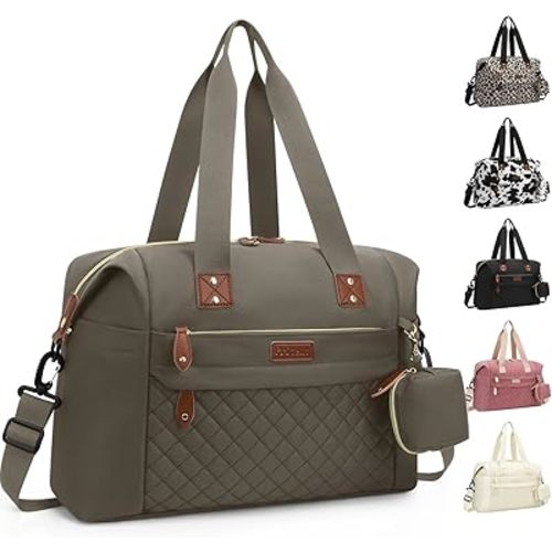 Pritent Diaper Bag Tote, Diaper Baby Bags with Pacifier Case, Shoulder Straps, Stroller Clips, Waterproof Large Mommy Bag Maternity Bag Travel Baby Bag for Mom and Dad, khaki