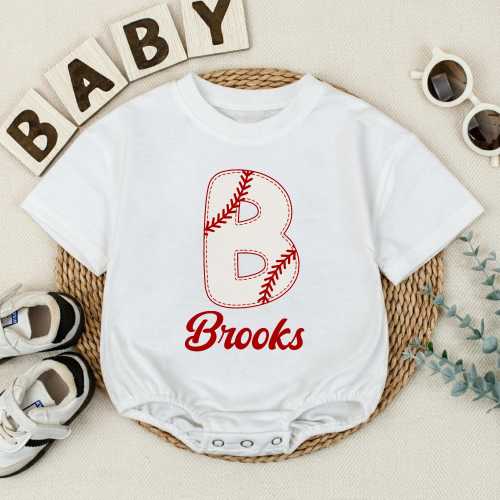 Personalized Name Baseball Bubble Romper, Baseball Game Day Baby Romper, Sports Baby Outfit, Newborn Baseball Clothes, Baby Shower Gift
