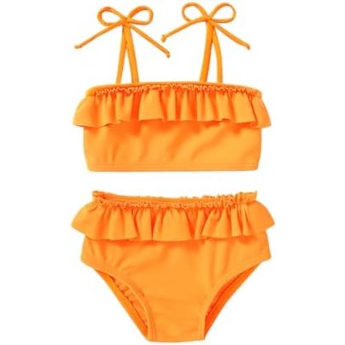 Toddler Swimsuit Girl Two Piece Bathing Suit Ruffle Adjustable Straps Bikini Set Baby Summer Beach Swimwear