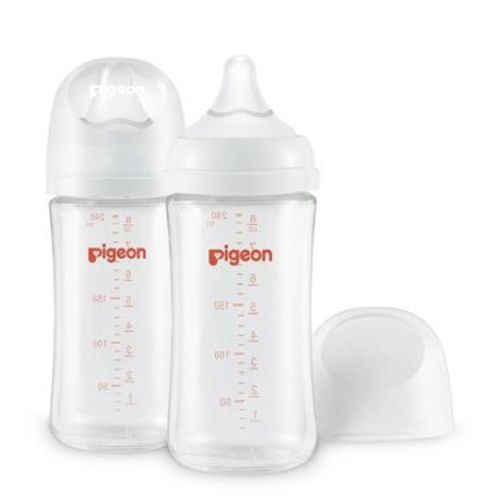 Pigeon Nurture & Nest Wide-Neck Anti-colic Glass Baby Bottles with Nipples - 8 fl oz/2pk