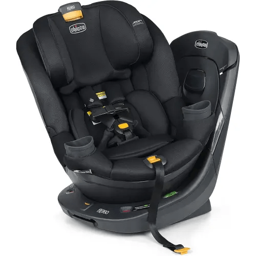 Chicco Fit360 ClearTex Rotating Convertible Car Seat with 360 Degree Rotation for Rear-Facing and Forward-Facing, LeverLock Self-Tensioning Lock System, Obsidian/Black