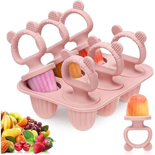 Silicone Baby Popsicle Molds with Sticks, Mini Popsicles Molds for Babies Breastmilk Popsicle Molds for Teething Relief, Frozen Treats Maker Popsicle Maker Ice Pop Mold for Toddlers Kids(Pink)