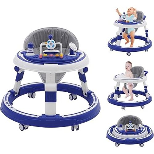 Baby Walker Kids Sit-to-Stand Walker Activity Center with Entertainment Table Multifunctional Educational Push Toy for Boys Girls 6 Months+