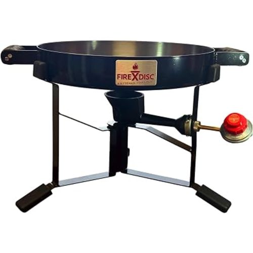 FIREDISC 215 Limited Edition Ultra Portable Tabletop Propane Cooker in Jet Black TCGFD215B, 16.5-in. Plow Disc Camping Stove is an Ideal Portable Stove, Tailgate Grill, Propane Outdoor Cooking