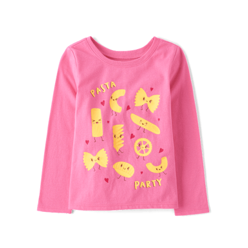 Baby And Toddler Girls Pasta Club Graphic Tee - Pink