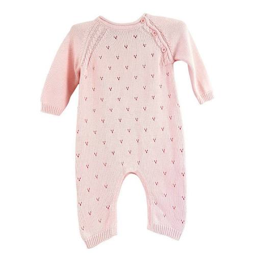 Baby Girls Pink Pointelle Knit Romper