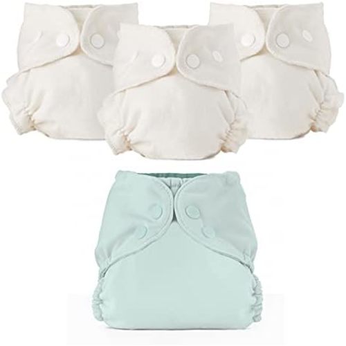 Esembly Cloth Diaper Set - 3 Inners & 1 Outer - Mist, Size 2 (18-35lbs)