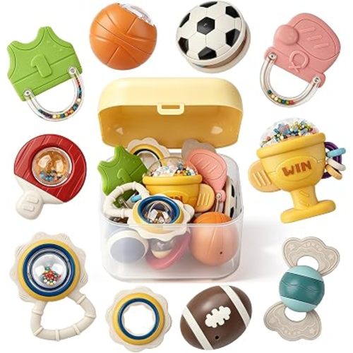 Joyreal Baby Toys 0-6 Months, 10PCS Baby Rattles Teething Toys 3-6 Months