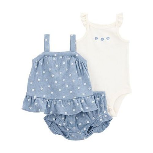 Baby Girl Carter's 3-Piece Shell Print Top, Bodysuit & Little Shorts Set
