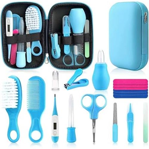 Baby Grooming Kit, Infant Safety Care Set with Hair Brush Comb Nail Clipper Nasal Aspirator,Baby Essentials Kit for Newborn Girls Boys