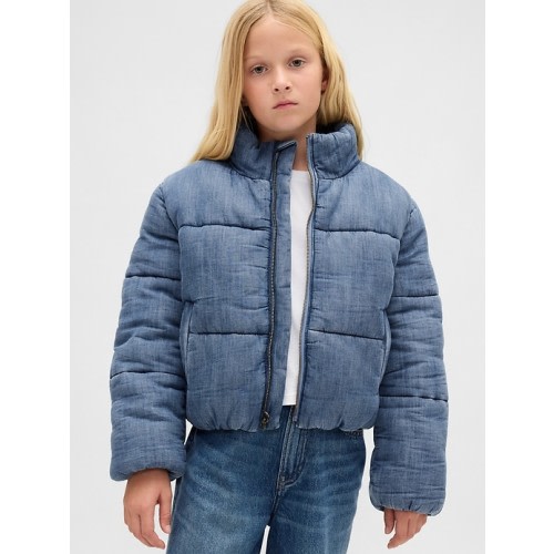 Kids Cozy-Lined Denim Puffer Jacket