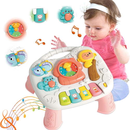 Baby Interactive Activity Table Toys, Learning Toys for 1 2 3 Year Old Girls, Montessori Toys for 1 Year Old, Christmas Birthday Gifts for Girls