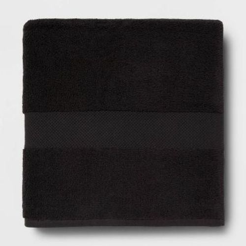 Performance Plus Oversized Bath Towel Black - Threshold™: Cotton Terry, Fade-Resistant, 550-800 GSM, Machine Washable