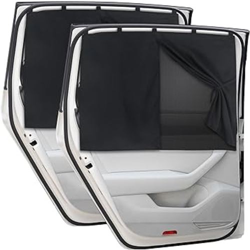 Car Window Shades, 2 PCS Magnetic Double Layer Auto Sun Shade for Side Windows Privacy Full Covers/Half Shade Options Back Car Window Curtains for Baby Protection