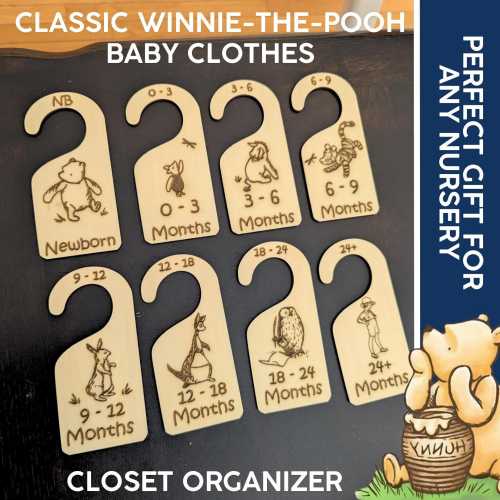 Winnie-the-Pooh Baby Clothes Hangar Age Category Closet Organizer, Perfect Nursery Addition Gift Baby Shower Classic British Pooh