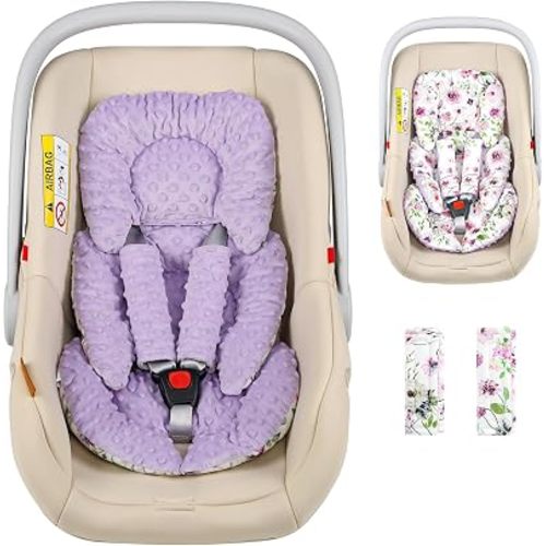 GFU Infant Car Seat Insert Head and Body Support with 2 Strap Pads Purple
