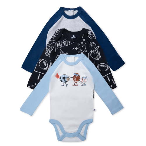 Honest Baby Clothing Organic Cotton Boy or Girl Long Sleeve Bodysuit Set, Newborn to 24 Months
