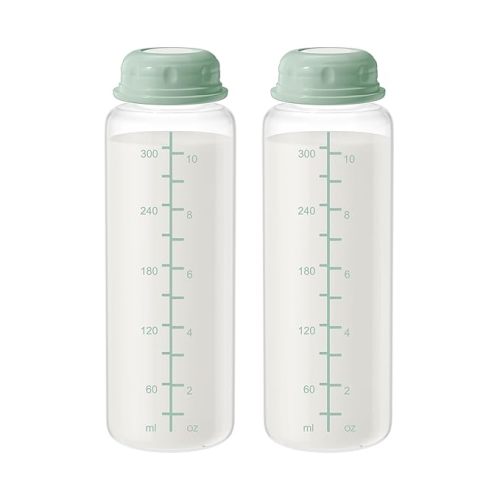 10oz Breastmilk Storage Bottle, Compatible with Momcozy Milk Cooler 22oz & Spectra Pumps, Wide-Neck Collection Bottles for Pumping & Fridge, BPA-Free, Breastfeeding Essentials, 4PCS