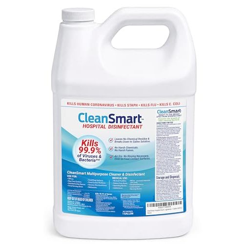 CleanSmart Hospital Disinfectant, Hypochlorous Acid Technology, 1 Gallon | Kills 99.9% of Viruses and Bacteria, EPA Registered, Professional Strength Sanitizer for Businesses, Schools, and Restaurants